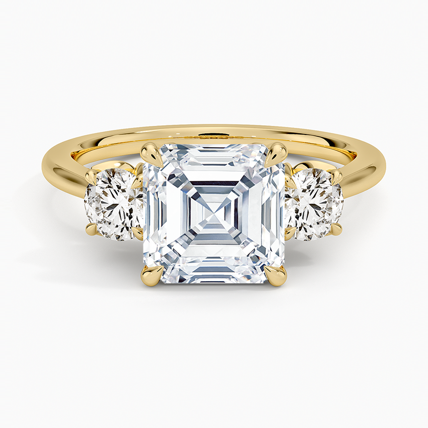Petal Three Stone Diamond Ring (2/3 ct. tw.) Yellow Gold 18k Asscher Engagement Ring