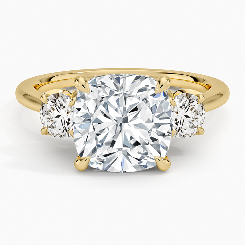 Petal Three Stone Diamond Ring (2/3 ct. tw.) Yellow Gold 18k Cushion Engagement Ring