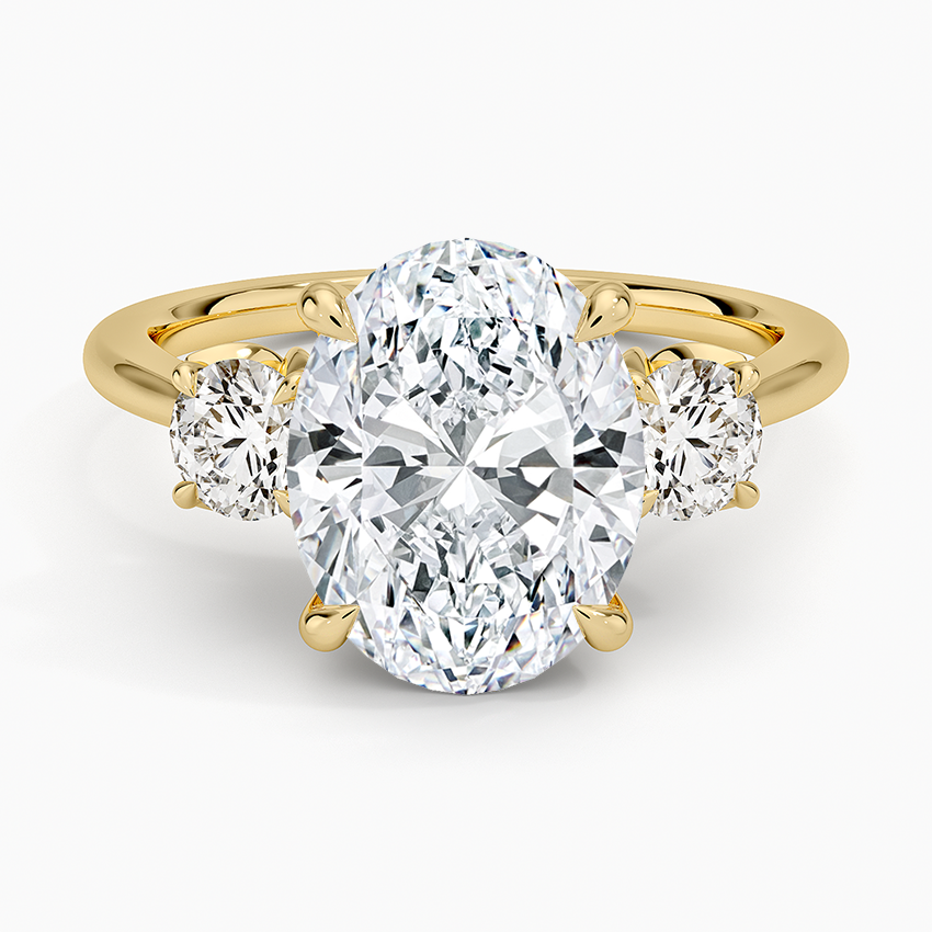 Petal Three Stone Diamond Ring (2/3 ct. tw.) Yellow Gold 18k Oval Engagement Ring