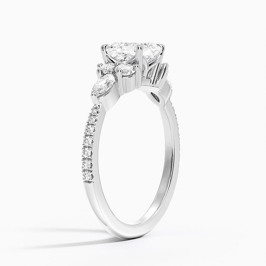 Luxe Nadia Pavé Diamond Ring (1/2 ct. tw.) Platinum Asscher Engagement Ring