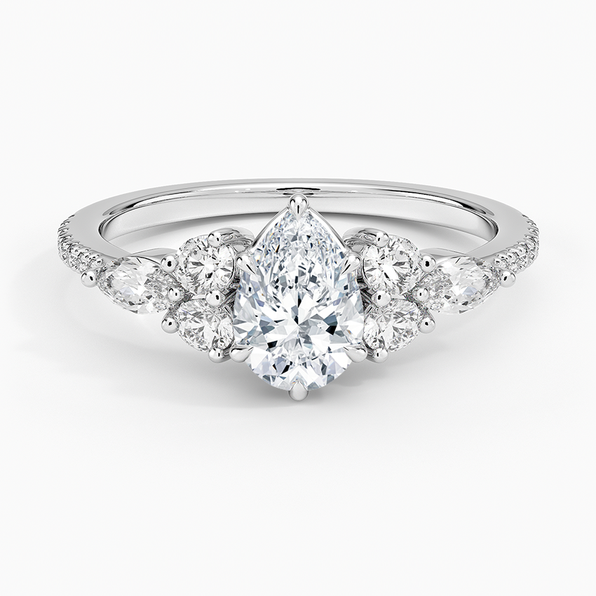 Luxe Nadia Pavé Diamond Ring (1/2 ct. tw.) Platinum Pear Engagement Ring