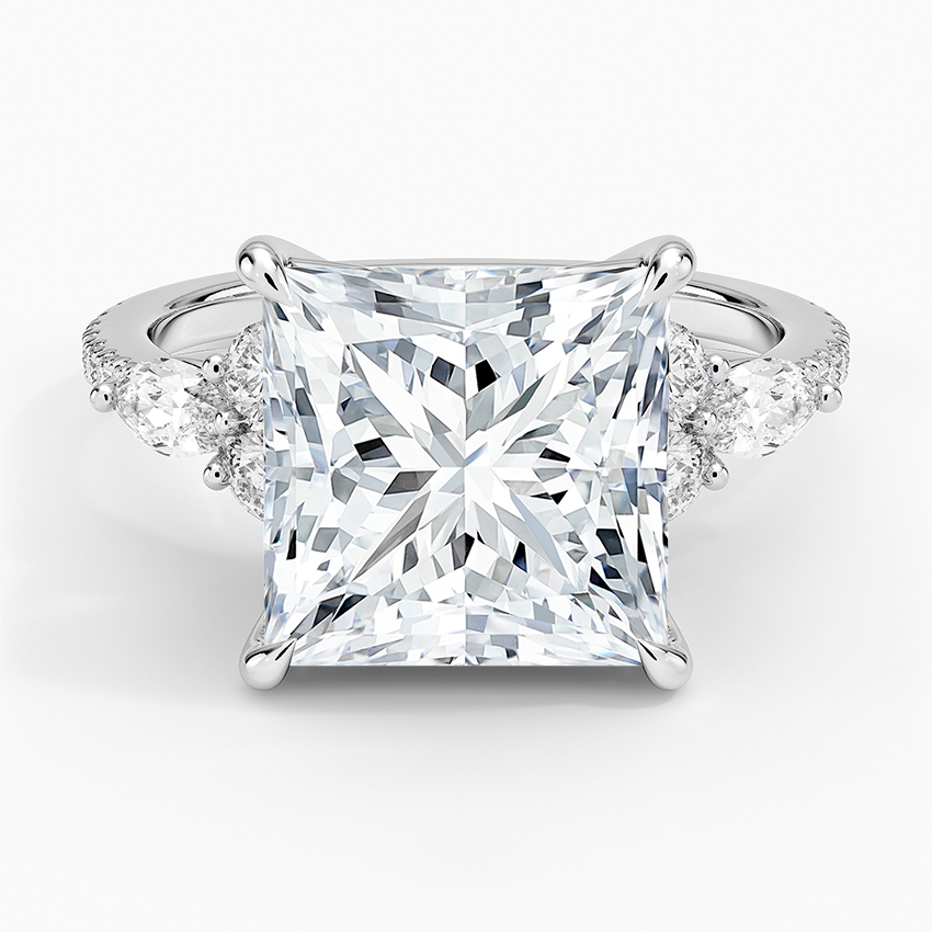 Luxe Nadia Pavé Diamond Ring (1/2 ct. tw.) Platinum Princess Engagement Ring