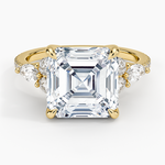 Luxe Nadia Pavé Diamond Ring (1/2 ct. tw.) Yellow Gold 18k Asscher Engagement Ring