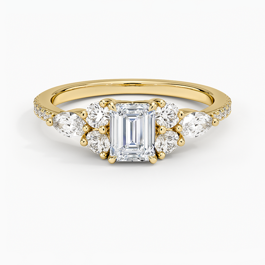 Luxe Nadia Pavé Diamond Ring (1/2 ct. tw.) Yellow Gold 18k Emerald Engagement Ring