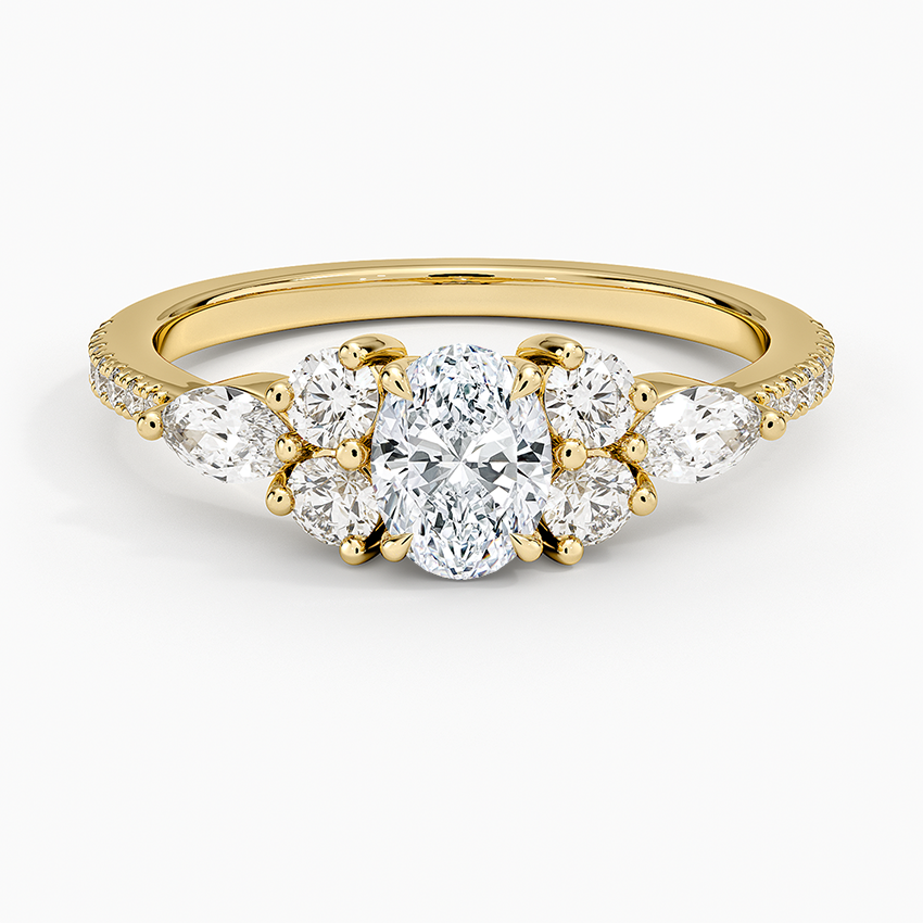 Luxe Nadia Pavé Diamond Ring (1/2 ct. tw.) Yellow Gold 18k Oval Engagement Ring