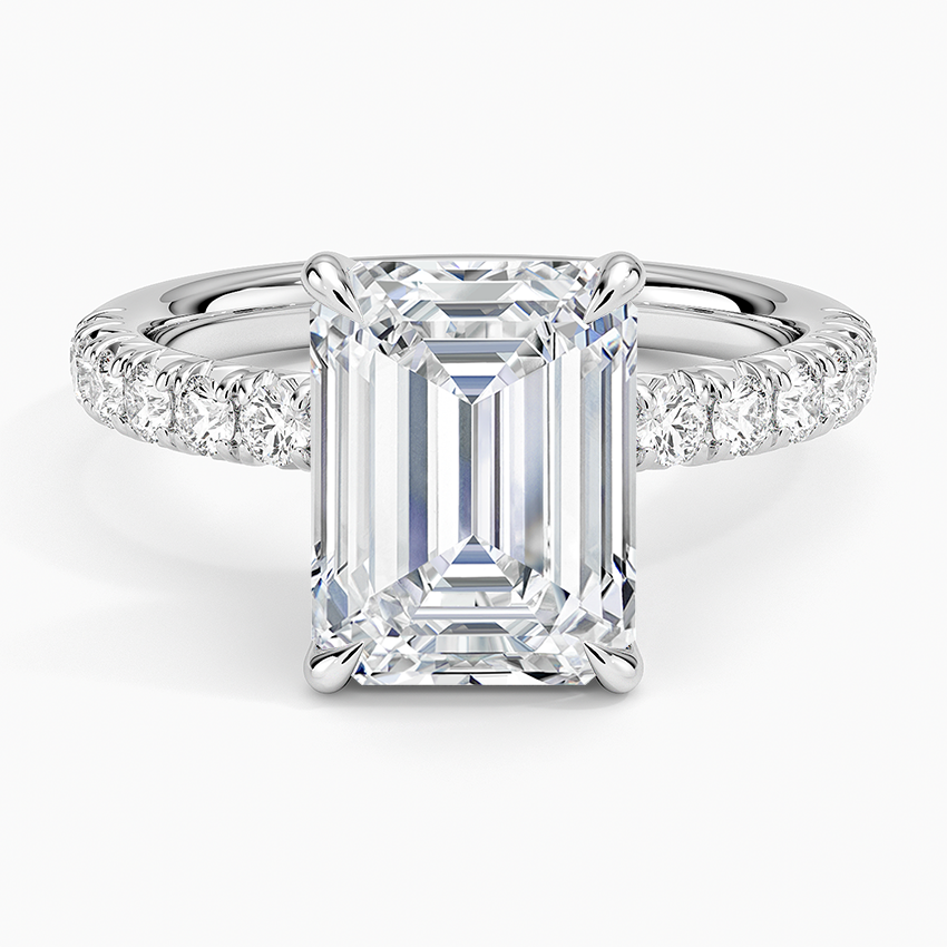 Luxe Amelie Diamond Ring (3/8 ct. tw.) Platinum Emerald Engagement Ring