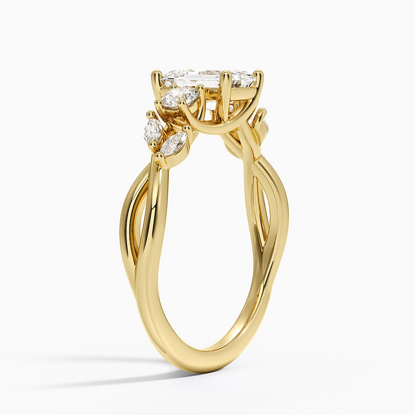 Willow Three Stone Diamond Ring (1/3 ct. tw.) Yellow Gold 18k Emerald Engagement Ring