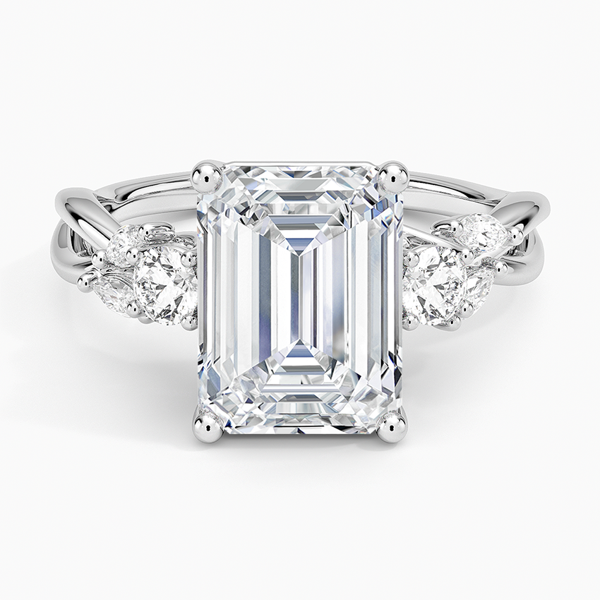 Willow Three Stone Diamond Ring (1/3 ct. tw.) Platinum Emerald Engagement Ring