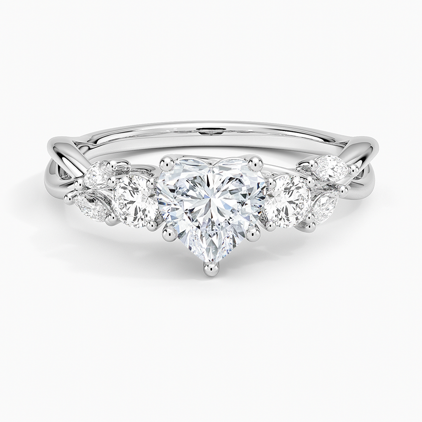 Willow Three Stone Diamond Ring (1/3 ct. tw.) Platinum Heart Engagement Ring