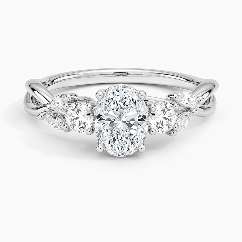 Willow Three Stone Diamond Ring (1/3 ct. tw.) Platinum Oval Engagement Ring