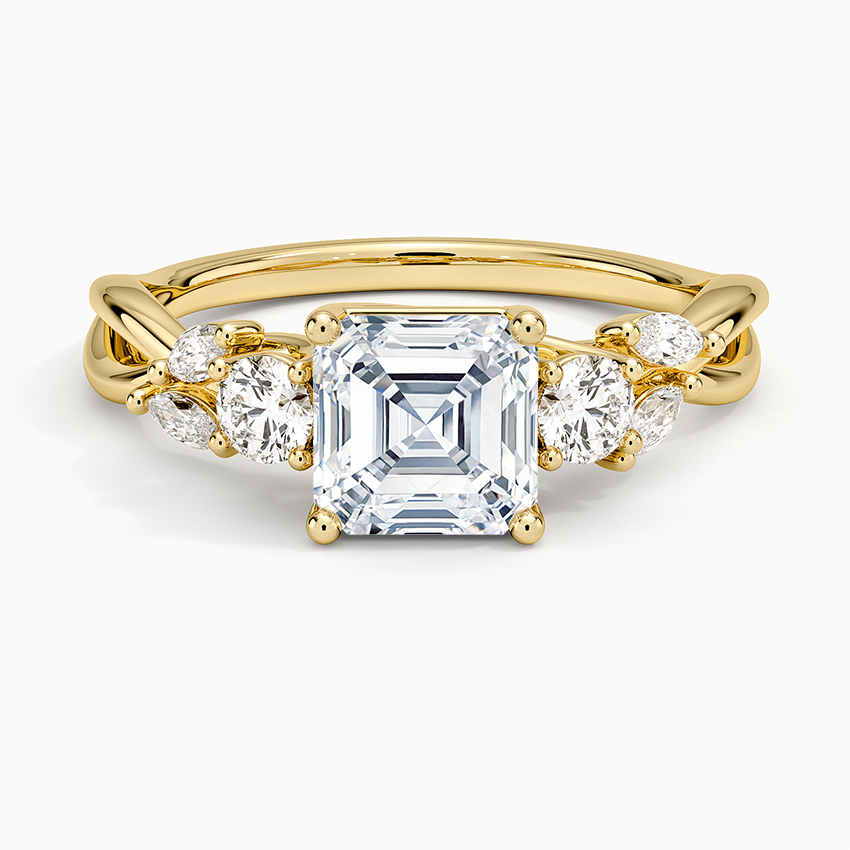 Willow Three Stone Diamond Ring (1/3 ct. tw.) Yellow Gold 18k Asscher Engagement Ring
