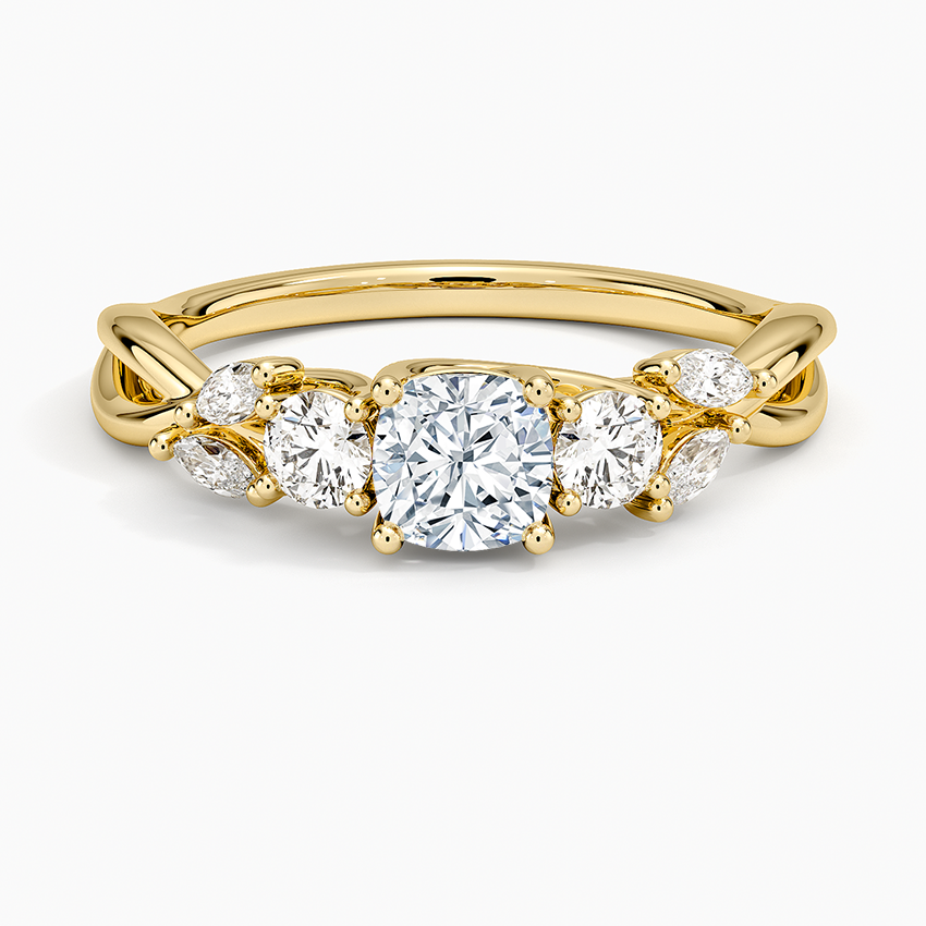 Willow Three Stone Diamond Ring (1/3 ct. tw.) Yellow Gold 18k Cushion Engagement Ring