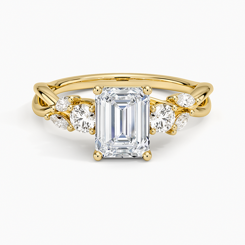 Willow Three Stone Diamond Ring (1/3 ct. tw.) Yellow Gold 18k Emerald Engagement Ring