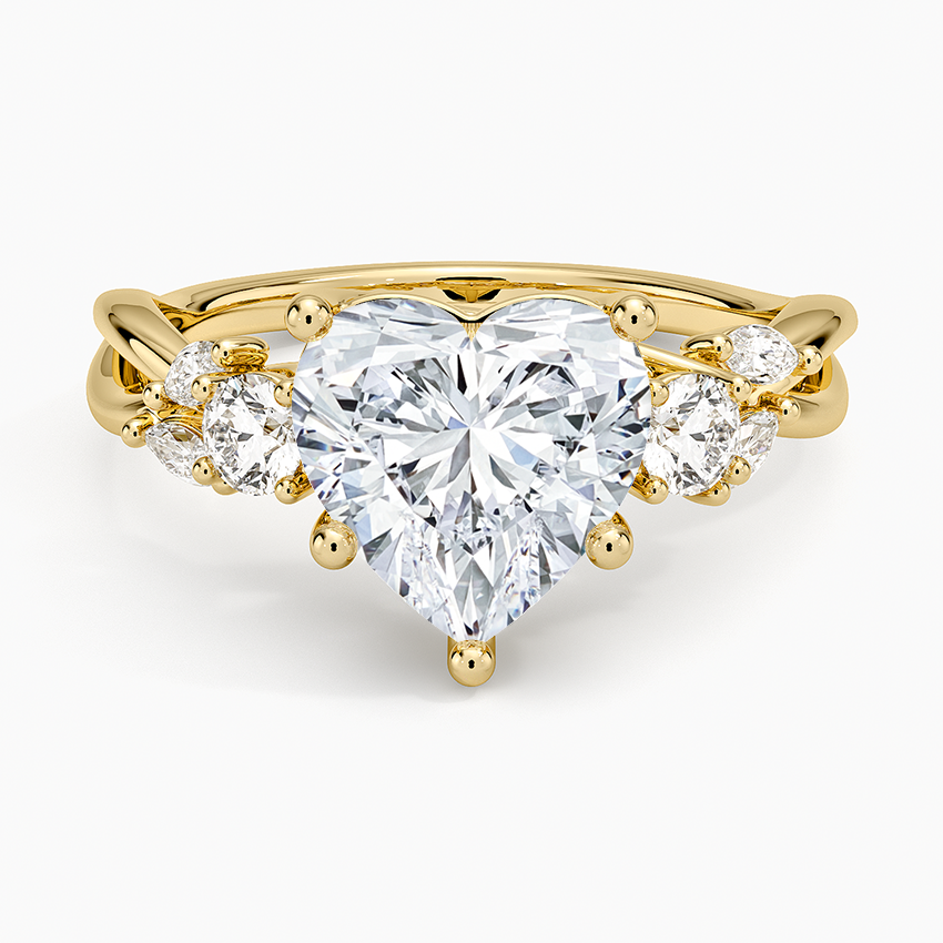 Willow Three Stone Diamond Ring (1/3 ct. tw.) Yellow Gold 18k Heart Engagement Ring