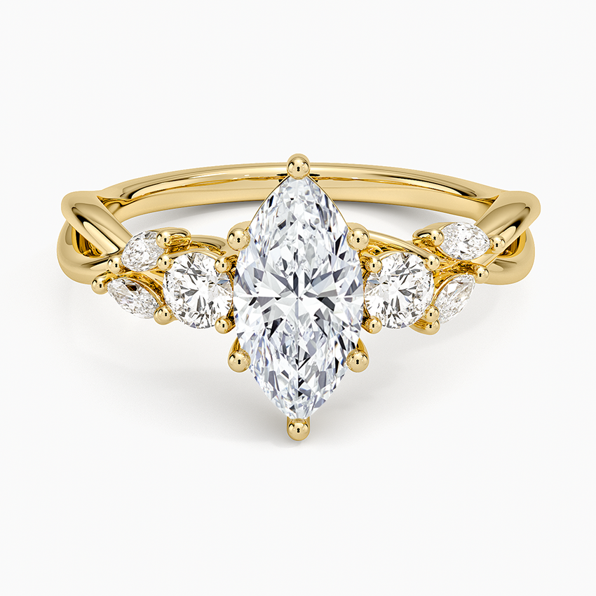Willow Three Stone Diamond Ring (1/3 ct. tw.) Yellow Gold 18k Marquise Engagement Ring