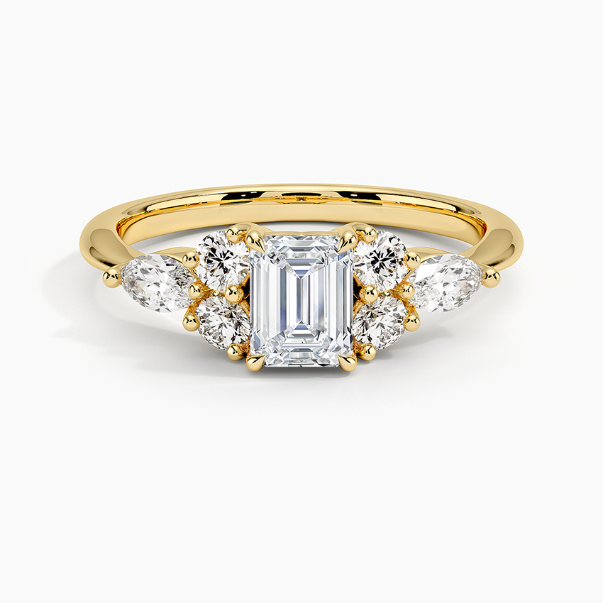 Luxe Nadia Diamond Ring Yellow Gold 18k Emerald Engagement Ring