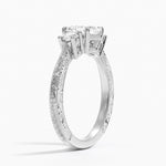 Elsie Three Stone Engraved Diamond Ring (1/3 ct. tw.) Platinum Asscher Engagement Ring