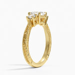 Elsie Three Stone Engraved Diamond Ring (1/3 ct. tw.) Yellow Gold 18k Asscher Engagement Ring