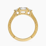 Elsie Three Stone Engraved Diamond Ring (1/3 ct. tw.) Yellow Gold 18k Asscher Engagement Ring