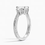 Elsie Three Stone Engraved Diamond Ring (1/3 ct. tw.) Platinum Emerald Engagement Ring