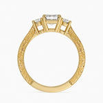 Elsie Three Stone Engraved Diamond Ring (1/3 ct. tw.) Yellow Gold 18k Emerald Engagement Ring