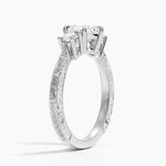Elsie Three Stone Engraved Diamond Ring (1/3 ct. tw.) Platinum Heart Engagement Ring