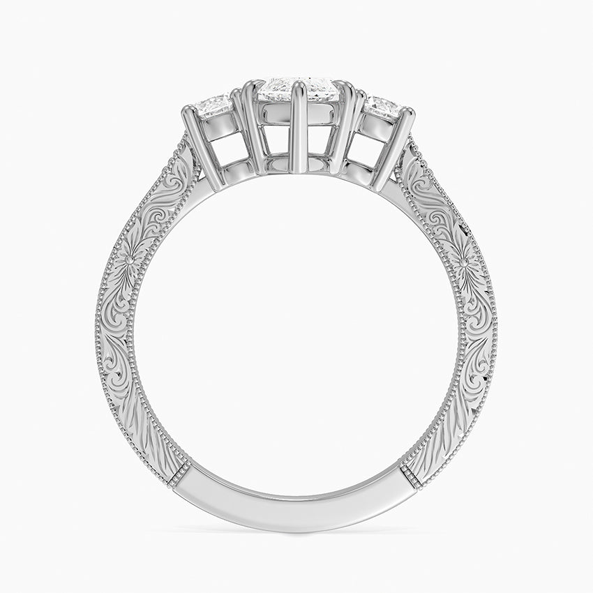 Elsie Three Stone Engraved Diamond Ring (1/3 ct. tw.) Platinum Marquise Engagement Ring
