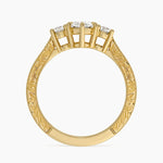 Elsie Three Stone Engraved Diamond Ring (1/3 ct. tw.) Yellow Gold 18k Marquise Engagement Ring