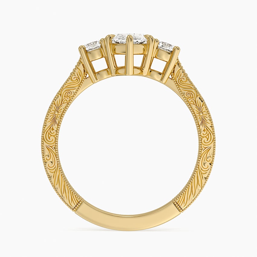 Elsie Three Stone Engraved Diamond Ring (1/3 ct. tw.) Yellow Gold 18k Marquise Engagement Ring