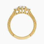 Elsie Three Stone Engraved Diamond Ring (1/3 ct. tw.) Yellow Gold 18k Pear Engagement Ring