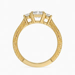 Elsie Three Stone Engraved Diamond Ring (1/3 ct. tw.) Yellow Gold 18k Radiant Engagement Ring