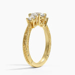 Elsie Three Stone Engraved Diamond Ring (1/3 ct. tw.) Yellow Gold 18k Round Engagement Ring
