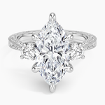 Elsie Three Stone Engraved Diamond Ring (1/3 ct. tw.) Platinum Marquise Engagement Ring