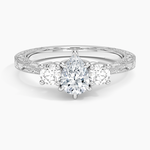 Elsie Three Stone Engraved Diamond Ring (1/3 ct. tw.) Platinum Pear Engagement Ring