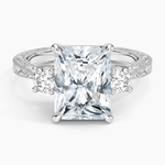 Elsie Three Stone Engraved Diamond Ring (1/3 ct. tw.) Platinum Radiant Engagement Ring