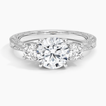 Elsie Three Stone Engraved Diamond Ring (1/3 ct. tw.) Platinum Round Engagement Ring