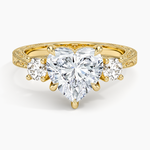 Elsie Three Stone Engraved Diamond Ring (1/3 ct. tw.) Yellow Gold 18k Heart Engagement Ring
