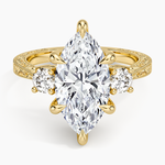 Elsie Three Stone Engraved Diamond Ring (1/3 ct. tw.) Yellow Gold 18k Marquise Engagement Ring