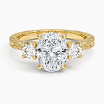 Elsie Three Stone Engraved Diamond Ring (1/3 ct. tw.) Yellow Gold 18k Oval Engagement Ring