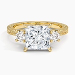 Elsie Three Stone Engraved Diamond Ring (1/3 ct. tw.) Yellow Gold 18k Princess Engagement Ring