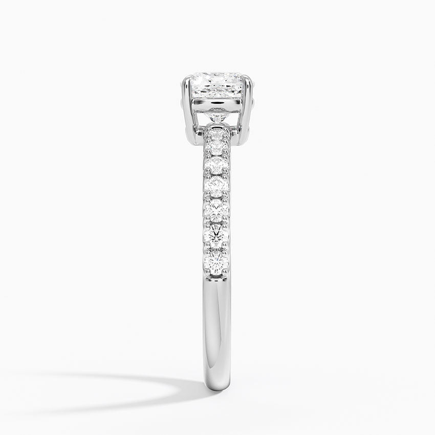 Dara Low-Profile Diamond Ring Platinum Cushion Engagement Ring