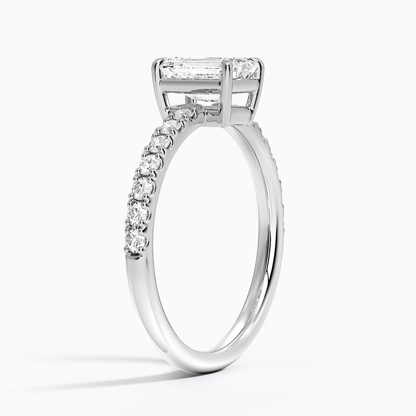 Dara Low-Profile Diamond Ring Platinum Emerald Engagement Ring
