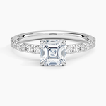 Dara Low-Profile Diamond Ring Platinum Asscher Engagement Ring
