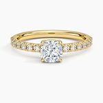 Dara Low-Profile Diamond Ring Yellow Gold 18k Cushion Engagement Ring