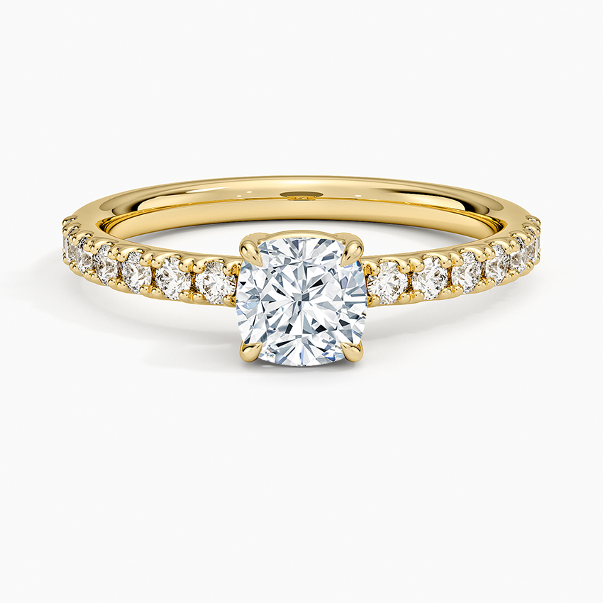 Dara Low-Profile Diamond Ring Yellow Gold 18k Cushion Engagement Ring