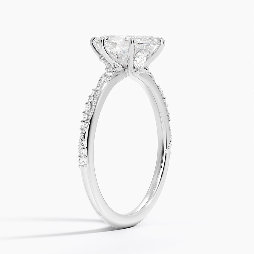 Camellia Hidden Accent 1.5mm Diamond Ring Platinum Marquise Engagement Ring