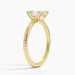 Camellia Hidden Accent 1.5mm Diamond Ring Yellow Gold 18k Marquise Engagement Ring