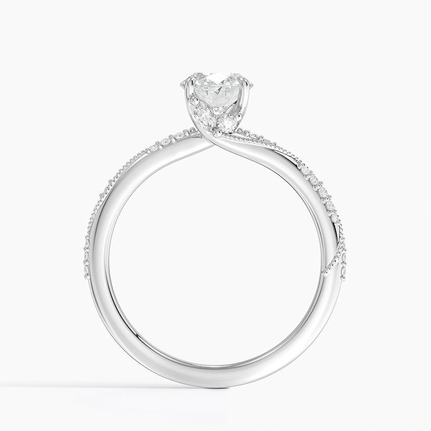 Camellia Hidden Accent 1.5mm Diamond Ring Platinum Oval Engagement Ring