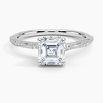 Camellia Hidden Accent 1.5mm Diamond Ring Platinum Asscher Engagement Ring