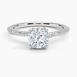Camellia Hidden Accent 1.5mm Diamond Ring Platinum Cushion Engagement Ring